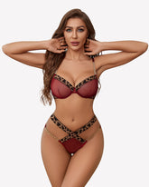 Leopard Push Up with Chain Bra Panty Set